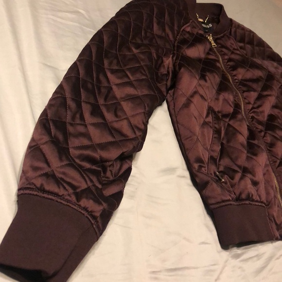 Express burgundy quilted bomber jacket - Picture 3 of 6